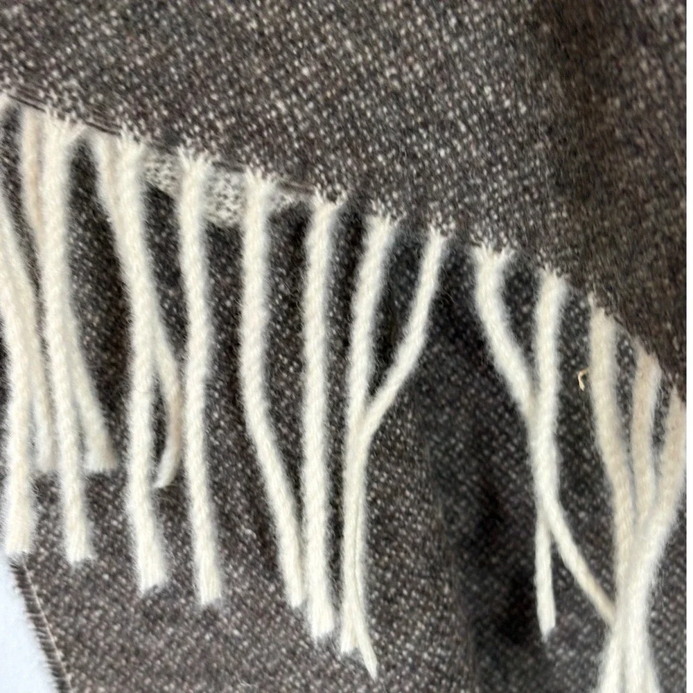 Linea Emmeti Brown Wool Cashmere Blend Scarf Made in Italy Fringed 12x71 NEW